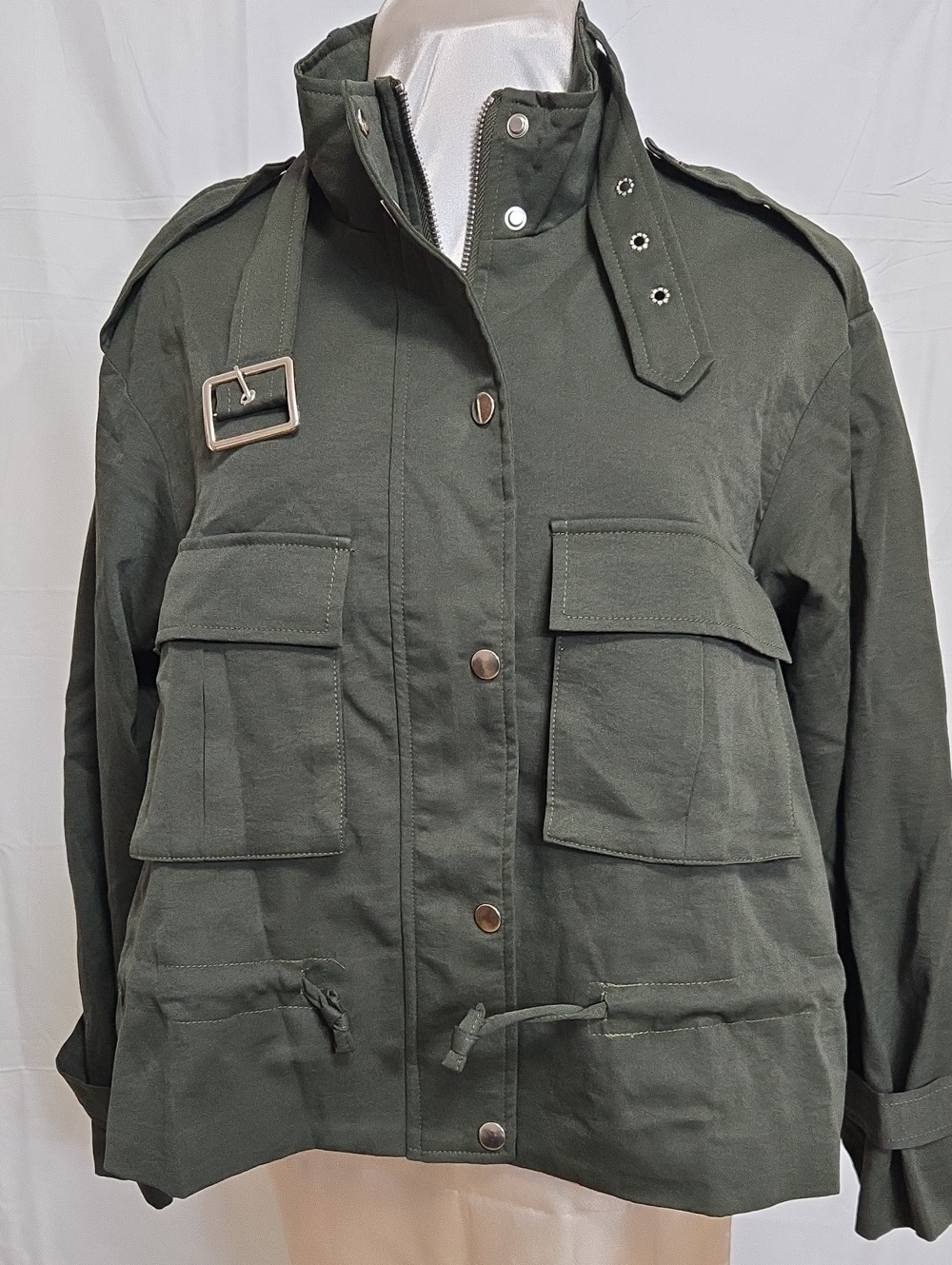 Utility Field Jacket in Olive Green - Women's Lightweight Military Style